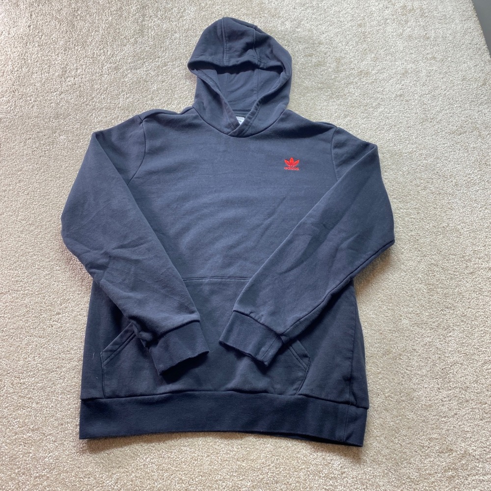 Adidas Originals Sweatshirt Mens‎ Medium Black Trefoil Logo Hoodie Pullover